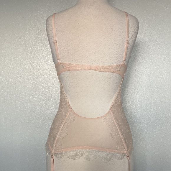 Victoria’s Secret Peach Lace Push Up Garter Corset‎ Slip Size 34C - Picture 3 of 13